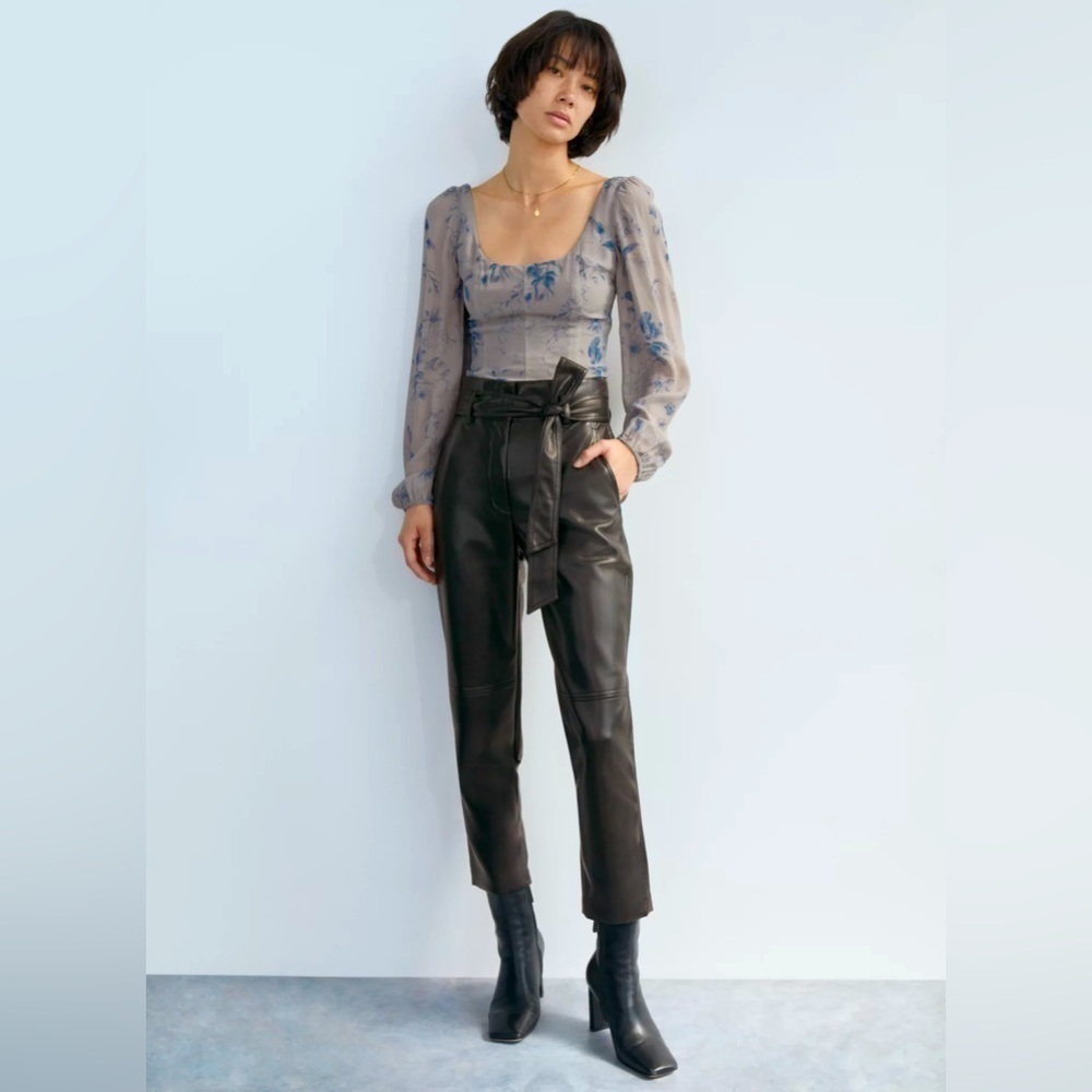 ARITZIA WILFRED High Tied Vegan Leather Pants 4